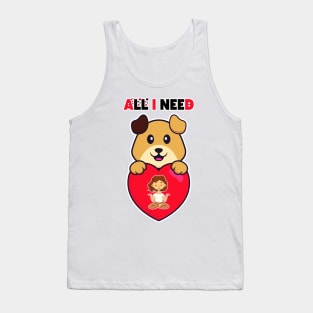 all i need is love and yoga and a dog funny shirt for couples, singles, lovers, dog lovers Tank Top